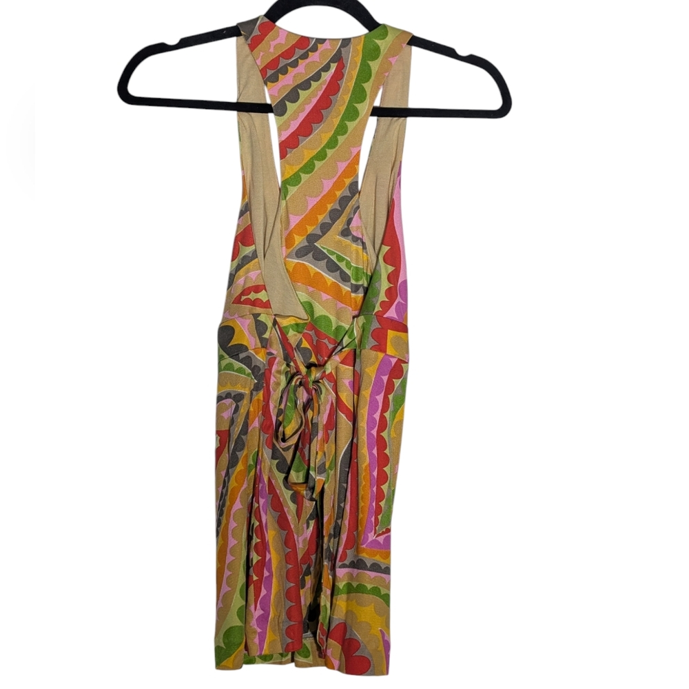Trina Turk Silk Racerback Retro Tank Blouse Sz 8 - Picture 2 of 9